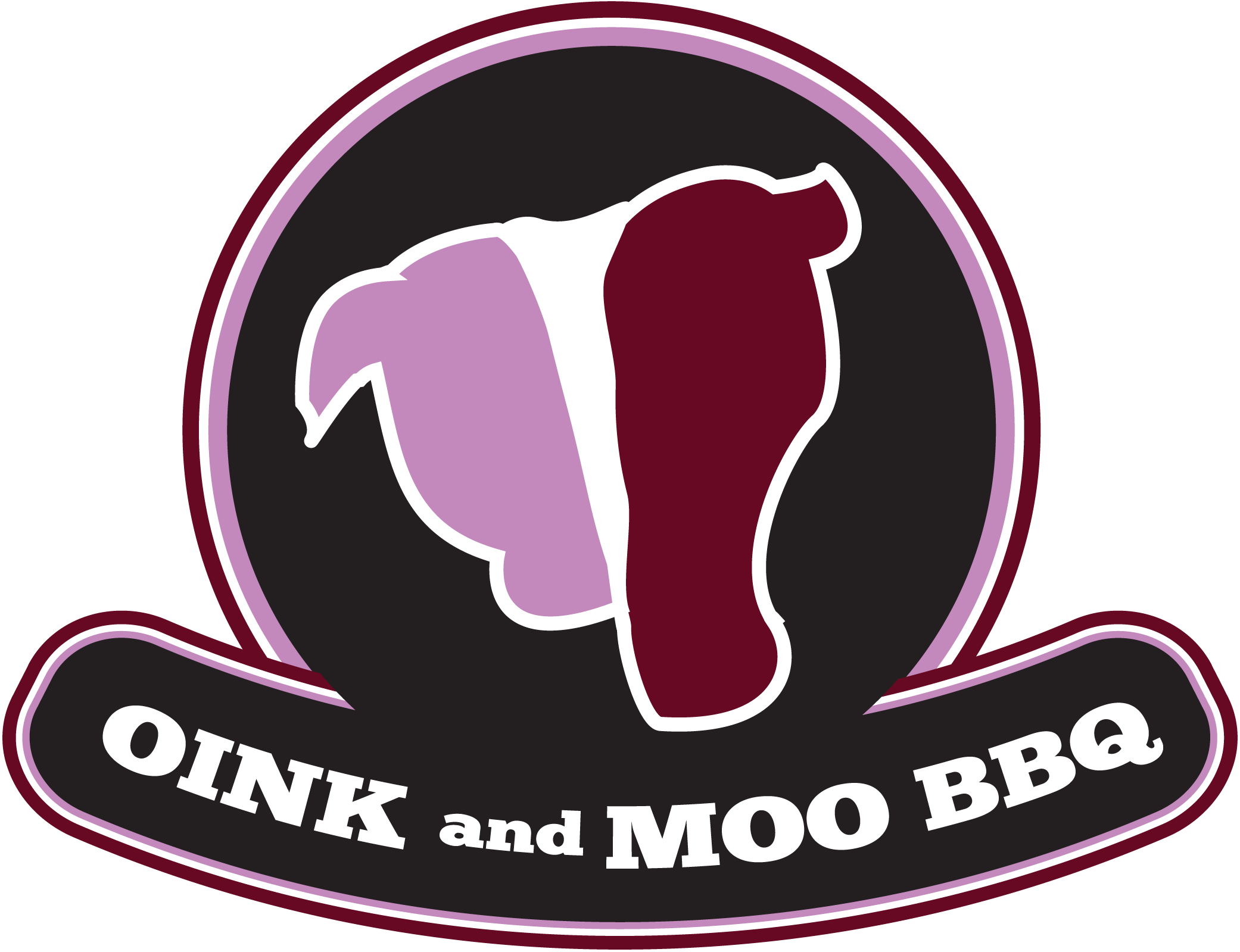 Oink and Moo BBQ food truck logo